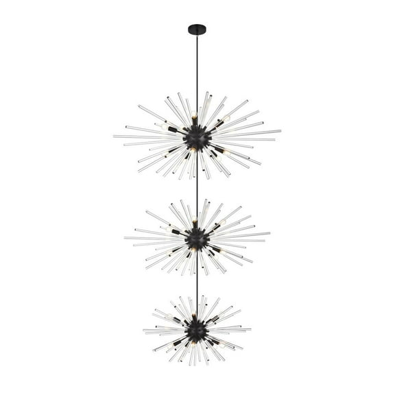 Elegant Lighting Sienna 46" 30-Light Metal/Glass Chandelier in Black/Clear