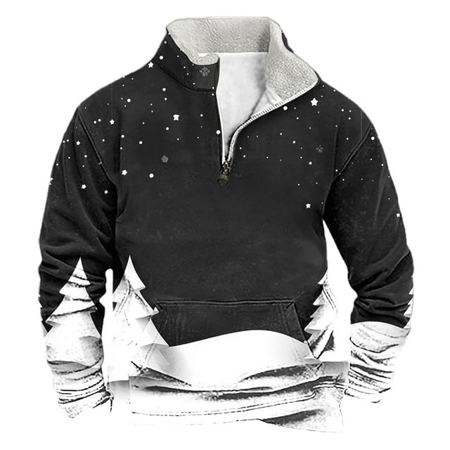 Sudadera sin capucha para hombre, informal, a la moda, con cuello alto, estampado, cremallera, jersey de manga larga, blusa de poliéster para hombre