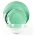 thumbnail image 4 of Stoneware Coupe Shape 18pc Dinnerware Set, Outside White + Inside Teal, 4 of 7