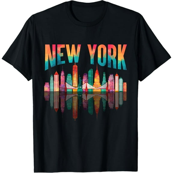 New York City Manhattan NYC Retro 70s 80s Skyline NY City T-ShirtMen and women, Black T-shirt, size: Extra large