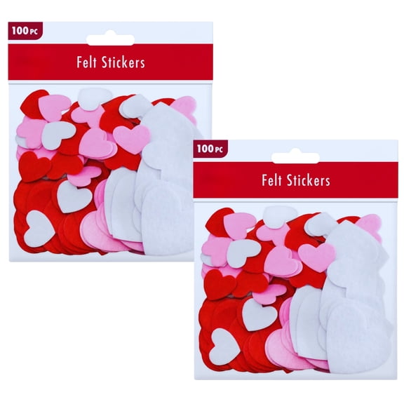 Valentine’s Day Heart Felt Stickers 200Ct, Self Adhesive Felt Heart Confetti Table Scatters, Red Pink White Craft Stickers for Party Decor, DIY Crafts Gift Wrapping Scrapbooking