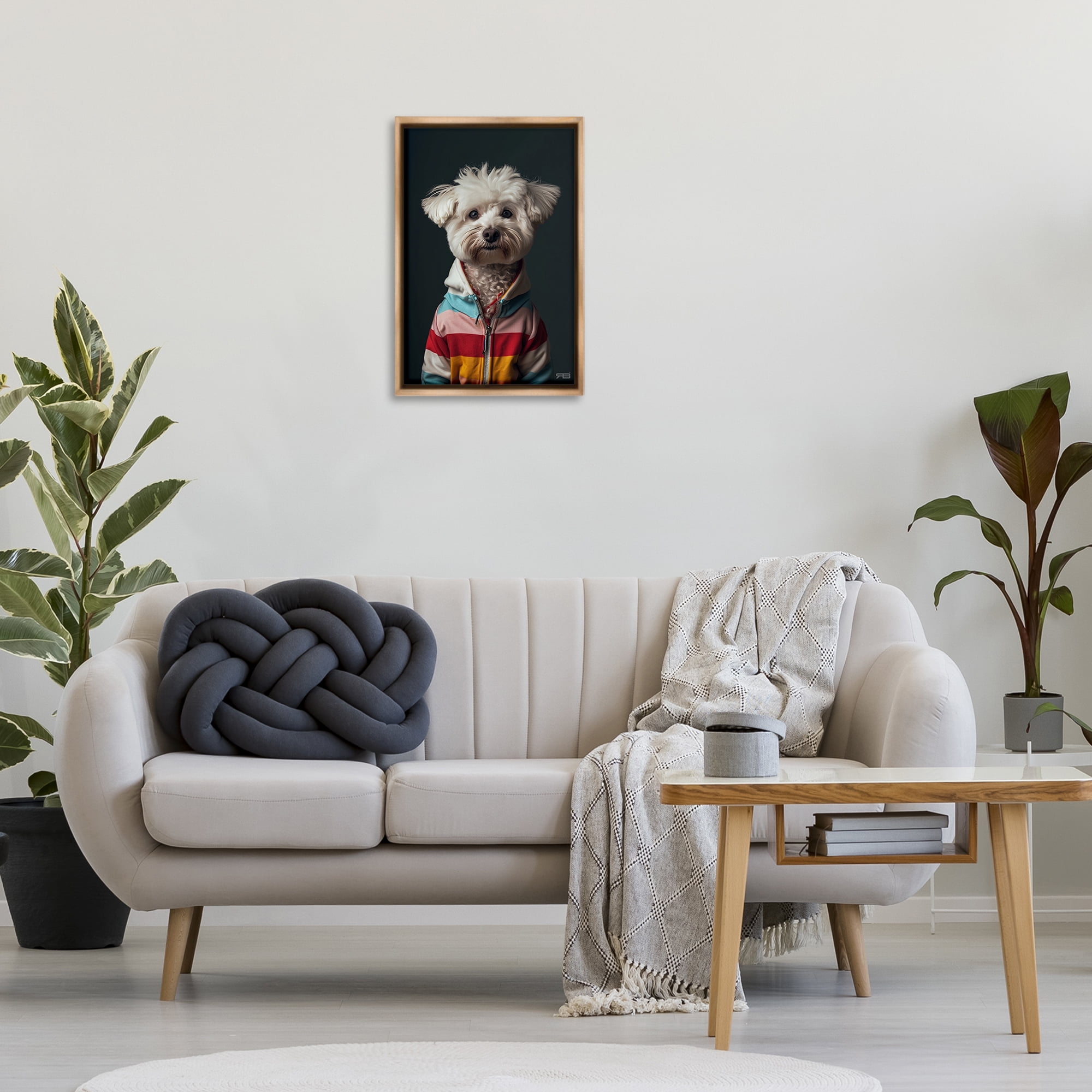Stupell Industries Terrier Dog with Windbreaker Animals & Insects Painting Brown Floater Framed Canvas Art Print Wall Art, 17 x 25