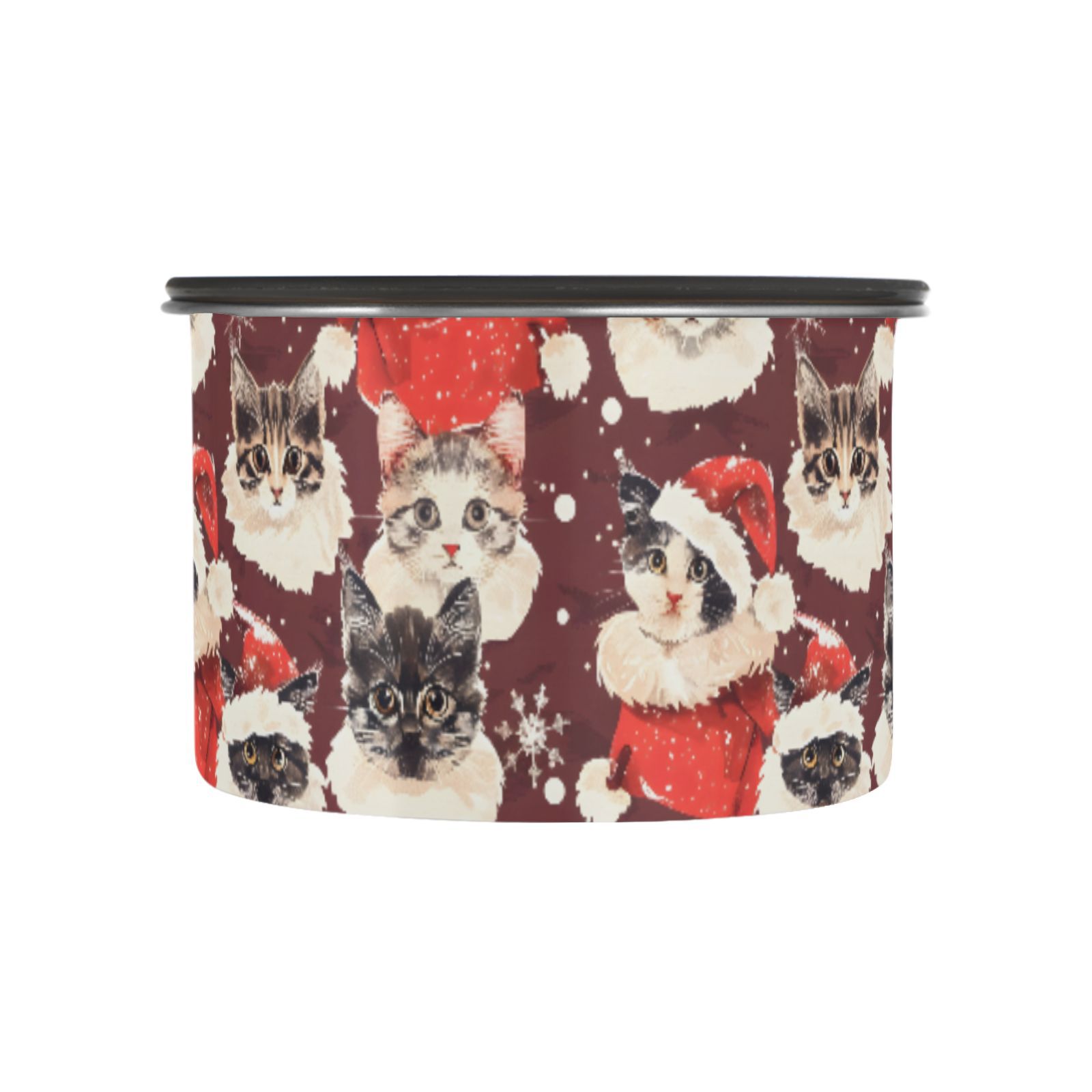 Christmas Cat Kitten Airtight Coffee Bean Canister 30oz Food Storage Containers with Lids For Gournd, Tea, Sugar, Flour, Rice, Cereal, Candy Cookie Jar