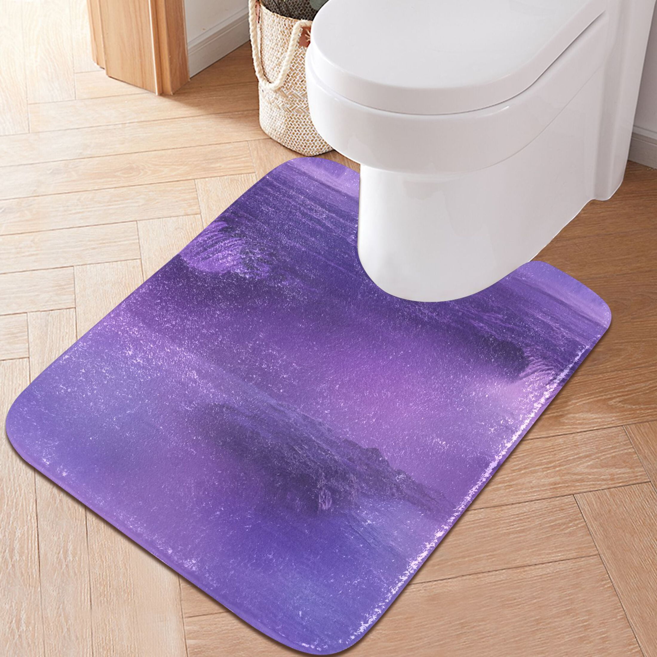 2 Piece Soft Bathroom Rug Set Purple Mist Bath Mat and U-Shaped Toilet Contour Rug (16"x24"+20"x24")
