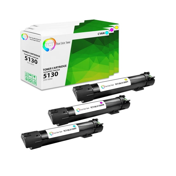 TCT 5130 Color Toner Cartridge 3 Pack - Premium Compatible Replacement for Dell 330-5850 330-5843 330-5852 High Yield