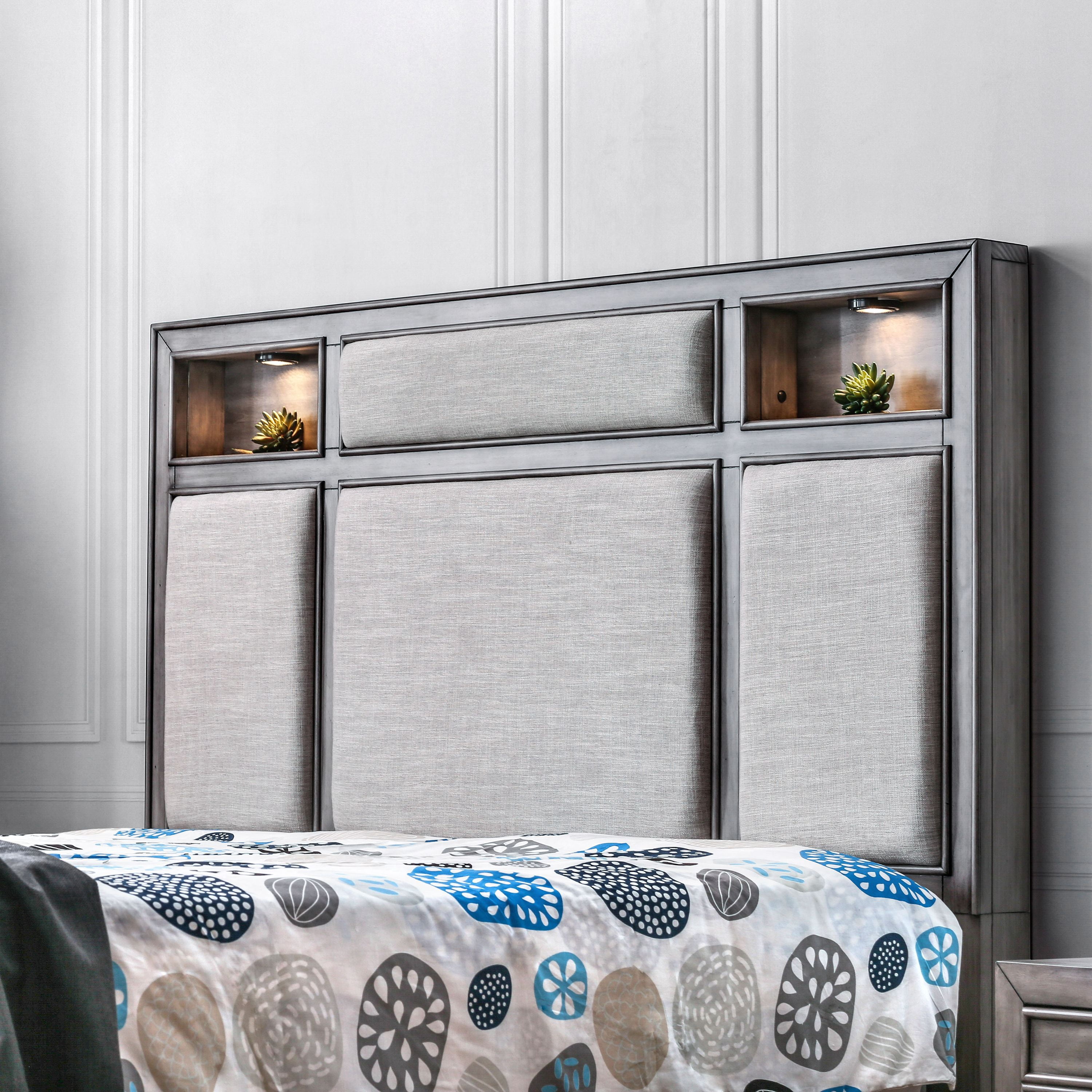 Furniture of America Ayana Wood Panel Bed, California King, Gray
