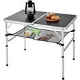 thumbnail image 4 of Folding Camping Table, 36''L x24''W Camp Aluminum Table with Adjustable Height Legs, Indoor Outdoor Lightweight Portable Folding Dining Table for Camp Picnic Beach 3Ft black 2 Heights 15"/28"）, 4 of 12