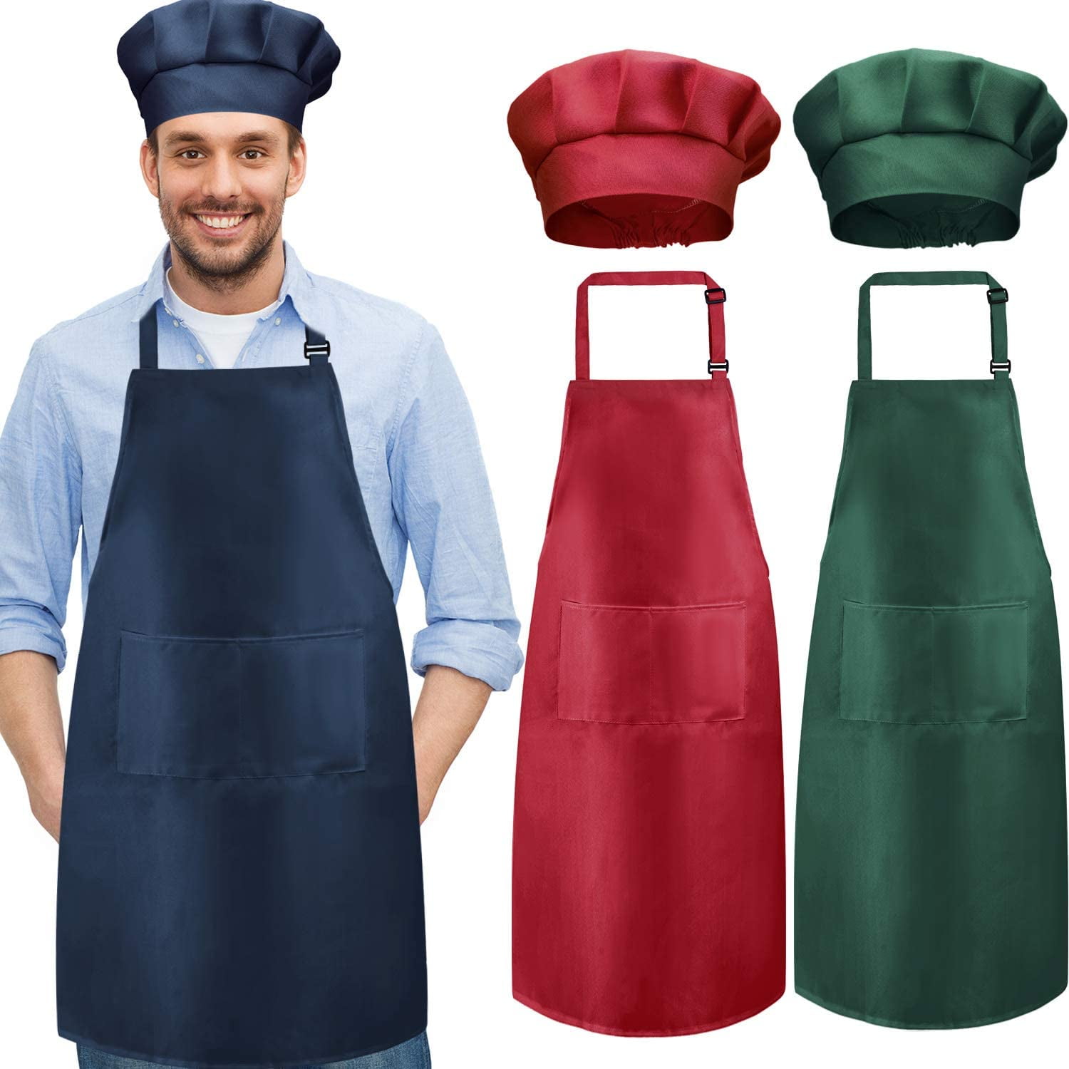 Chefs Aprons Plain Front Pockets Kitchen Butcher cooking BBQ Stuff Full Aprons 
