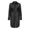 thumbnail image 4 of HNMKIU Swimming Suits for Women Long Sleeve Chiffon Beach Cardigan Womens Cover Ups for Swimwear Loose Cover Up Top Black，M, 4 of 5