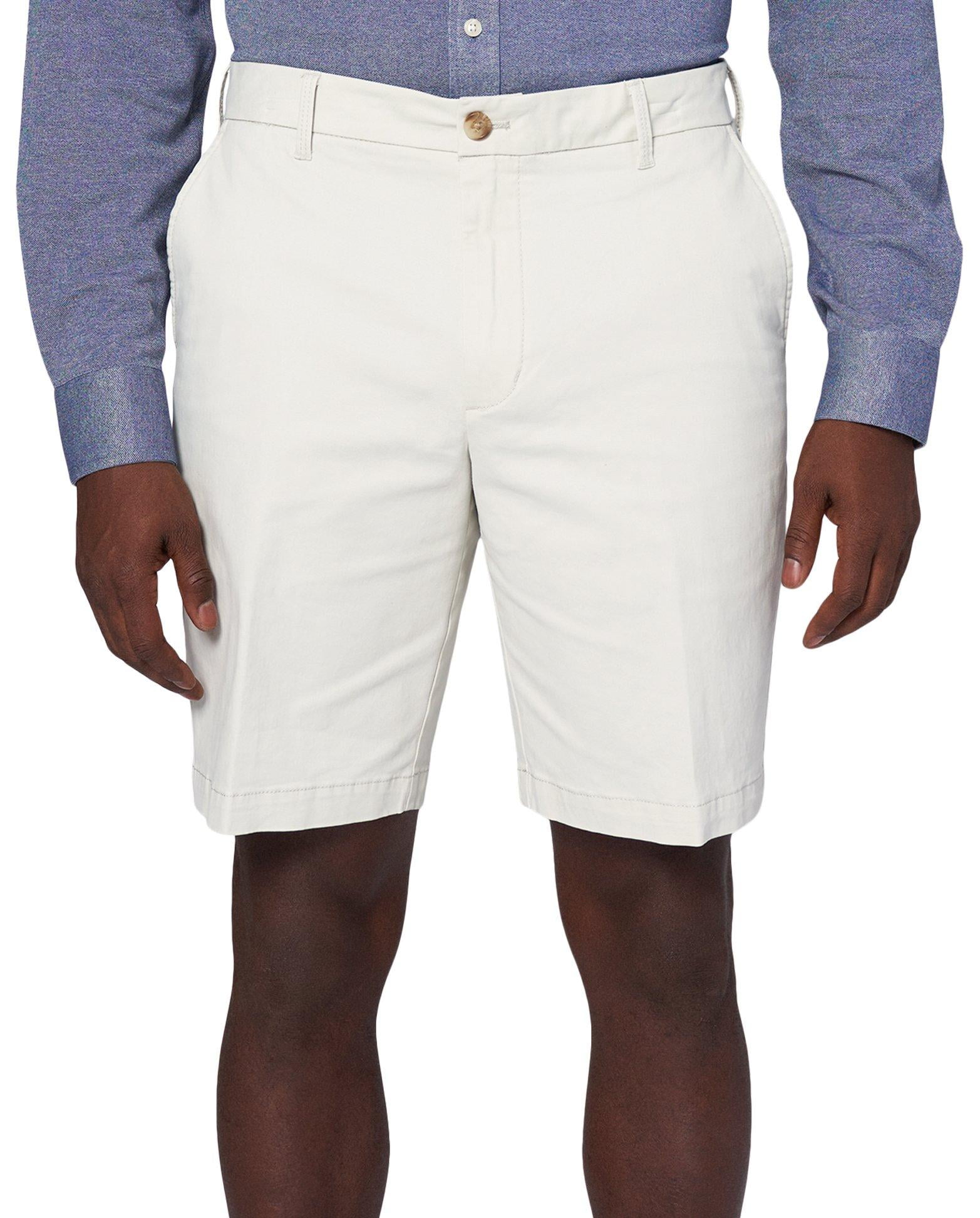 IZOD Mens Saltwater Stretch Solid Chino Shorts 34W White