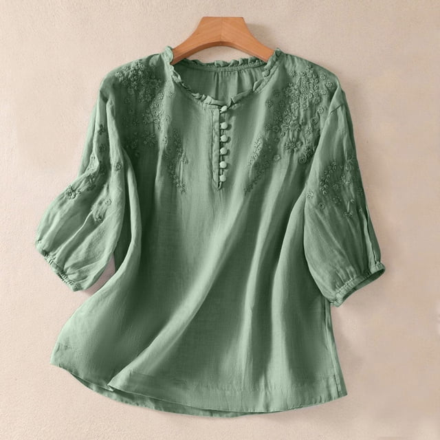 Hauts d'Été pour Femmes Décontractés à Manches Courtes, Col Rond, T-Shirts Amples d'Été, Blouse, Shorts pour Femmes