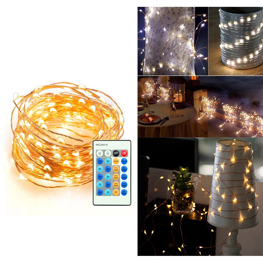 Copper Wire Fairy Starry String LED Light with Remote Control R/C, and