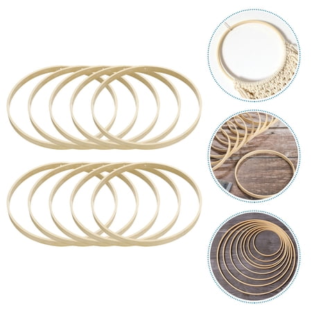 FRCOLOR Bamboo Hoops for Crafts Beige Dream Catcher Rings Durable DIY Supplies 10 Pieces