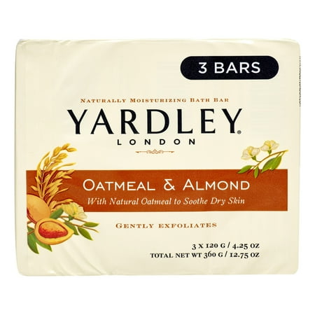 24 Fluorescent Bath Bar - (4 pack) Yardley London Oatmeal & Almond Naturally Moisturizing Bath Bars, 4.25 oz, 3 count