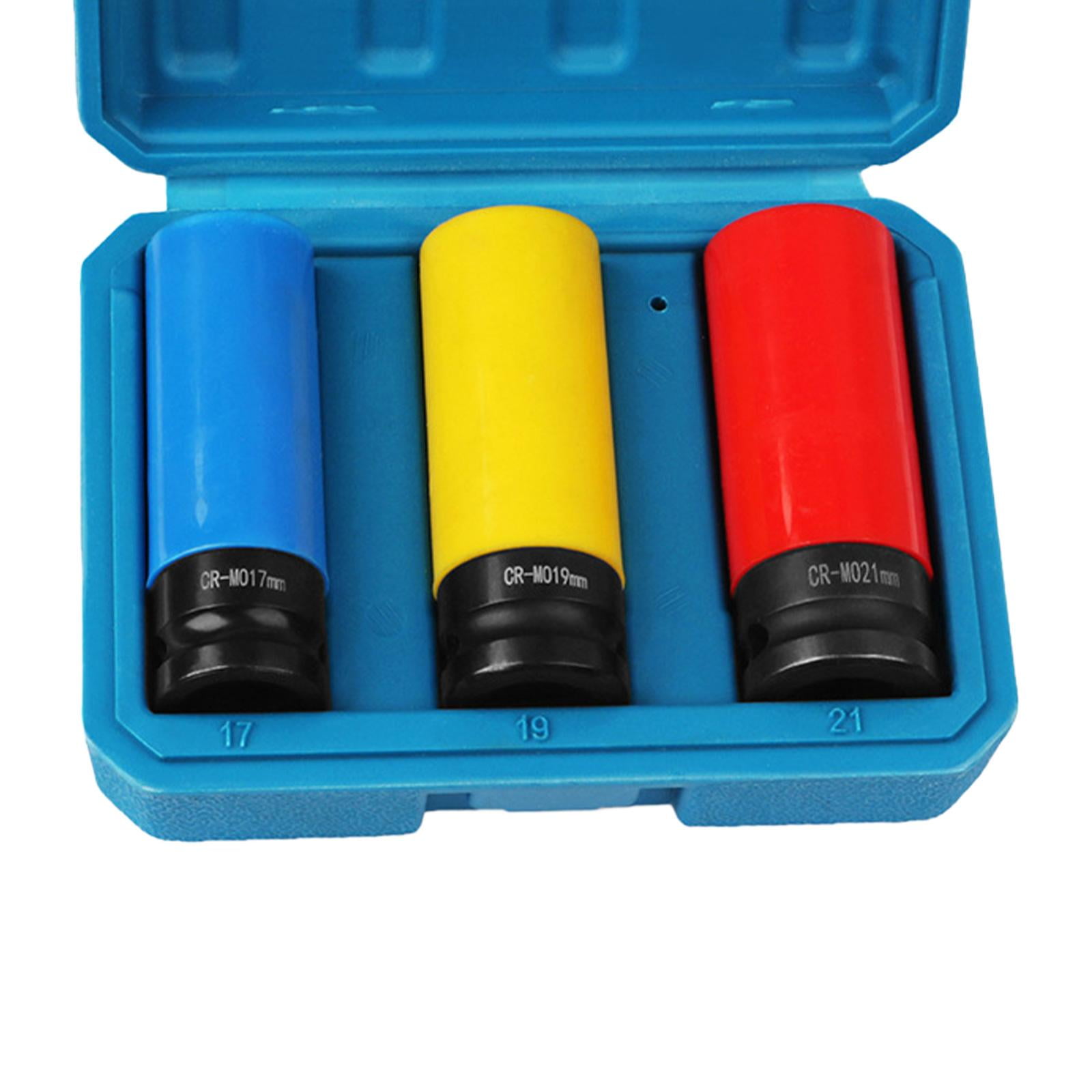 Colaxi Wheel Socket Set ,Socket, Wrench Set with Storage Case, Drive Angle 1/2" Protective Wheel Impact Socket Set for Husband, Men 3 piece