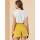 thumbnail image 5 of Allegra K Pantalones Cortos De Algodón Con Cintura Elástica Bolsillos Laterales Informales Para Mujer Amarillo XS, 5 of 6