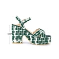 thumbnail image 2 of BLISSFUL STEP Women's Checkered Platform Heels Slingback Strap Block Heel Sandals Green (Size 5.5), 2 of 7