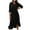 Black, variant on Fesfesfes Women Dress Spring And Fall V-Neck Solid Color Long-Sleeved Temperament Lace-Up Waist Slim Fit Ruffles Skirt Dress