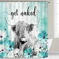 thumbnail image 6 of Western Cow Shower Curtain, Teal Daisy Floral Flowers and Butterfly on Country Wooden Shower Curtain for Bathroom, Funny Farmhouse Grey Highland Cow Bathroom Accessories, 6 of 7