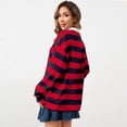 thumbnail image 7 of Women Long Sleeve Striped Polo Shirt Oversized Collar Y2k Pullover T Shirt Casual Loose Streetwear Rugby Sweatshirt，Wine，2XL, 7 of 7