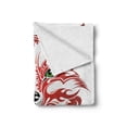 thumbnail image 2 of Fox Soft Flannel Fleece Throw Blanket, Patterned Portrait of Fox Sharp Green Eyes Wavy Curvy Design, Cozy Plush for Indoor and Outdoor Use, 60" x 80", Dark Coral Green White, by Ambesonne, 2 of 6