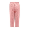 thumbnail image 4 of Timegard Cotton Linen Capris Pants for Women Plus Size Elastic Waist Drawstring Solid Color Cropped Trousers, 4 of 5