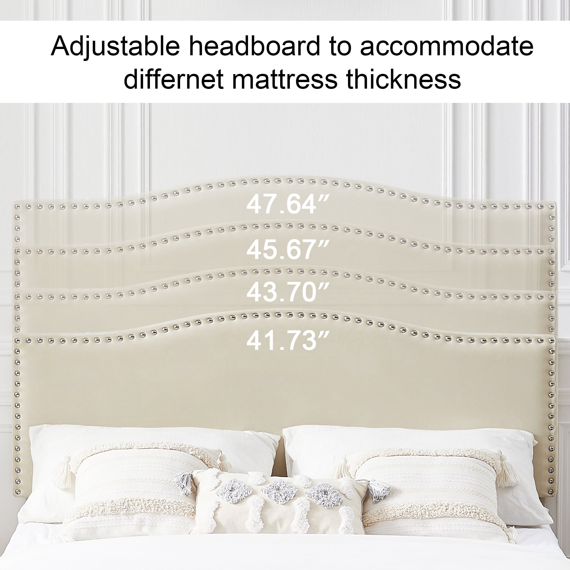 Javlergo Full Size Platform Bed Frame, Upholstered Bed Frame with Adjustable Headboard, No Box Spring Needed, Wooden Slats Support, Mattress Foundation, Beige