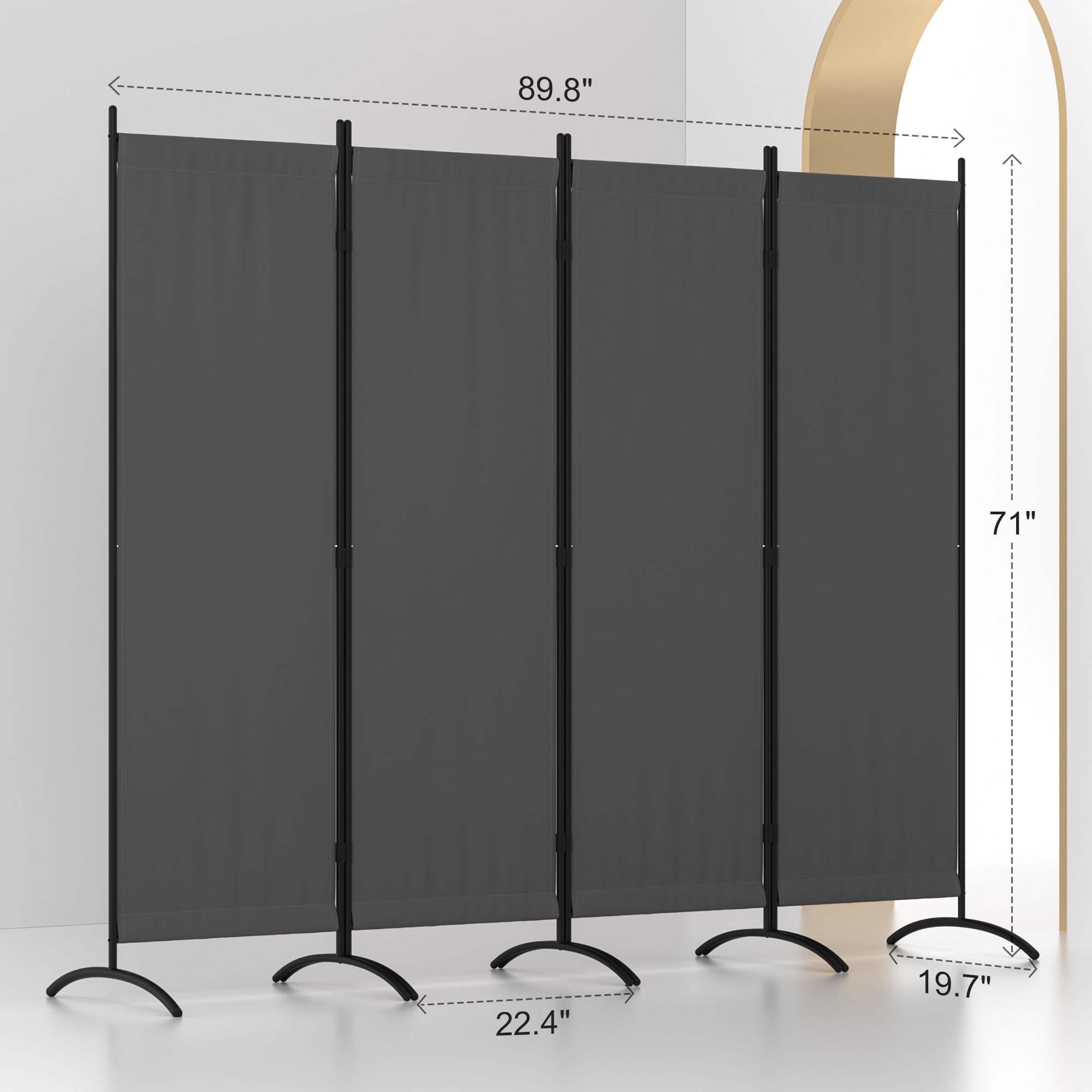 Room Divider 7FT Portable Room Dividers And Folding Privacy Screens, 89'' W Fabric Divider For Room Separation, 4 Panel Partition Room Dividers Freestanding Wall Divider Screen For Dorm Studio Office