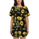 thumbnail image 1 of Balery Bees and Sunflowers Conjunto de Pijama para Mujer con Estampado, Dos Piezas de Manga Corta y Shorts, Ropa de Dormir Suave con Cuello Redondo y Bolsillos-XX-Large, 1 of 6
