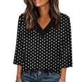 thumbnail image 2 of Mifsaly Plus Size Satin Blouses for Women Polka-Dot 3/4 Sleeve Tops V-Neck Loose Blouses Dressy Casual Silk Shirts Summer Work Tshirts XL, 2 of 5