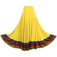 thumbnail image 4 of Aiihoo Womens Flamenco Ballroom Dance Folk Dancing Colorful Stripe Hem Skirt Yellow 87cm L, 4 of 6