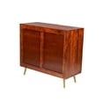 thumbnail image 3 of 36 Inch Modern 2 Door Wooden Sideboard Buffet Cabinet with Metal Handles, Splayed Legs, Gold, Oak Brown, 3 of 7