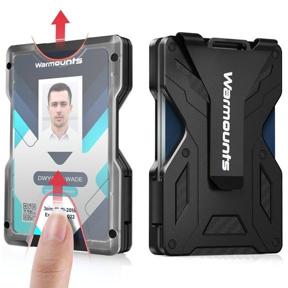 WARMOUNTS Men's Metal Wallet, Slim Carbon Fiber Wallet with Money Clip and 3D Clear ID Card Holder, RFID Blocking Minimalist Wallet, Present for Men in Christmas, Valentine's Day