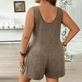 thumbnail image 4 of Fanxing Khaki Women's Plus Size Shorts Jumpsuits Dressy Rompers Casual Sleeveless Suspender Jumpsuit Overalls with Pocket XXXXL, 4 of 8