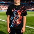 thumbnail image 2 of WERYOUNG Boy's Football Graphic T Shirt Casual Wear Short Sleeve Tees Youth Sportswear Training T-Shirts Outdoor Activities Stylish Tops, 2 of 4