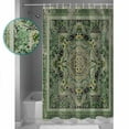 thumbnail image 4 of Turkish Boho Shower Curtain, 36" x 72", Green Wallpaper Murals Retro Medieval Waterproof Bathroom Curtain Washable Shower Curtain Set with 12 Hooks, 4 of 6