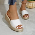 thumbnail image 6 of Women's Summer Plus Size Solid Color Open Toe Wedge Heel Slides Thick Sole Casual Platform Sandals Comfortable Outdoor Shoes for Daily & Beach Wear White 9(42), 6 of 9