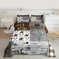 thumbnail image 2 of Homewish Vintage Cowgirl Hat Full Size Comforter Sets, Grey Brown Patchwork Bedding Comforter Set, Rustic Farmhouse Reversible Bedding Sets, Super Cozy Room Decor, 3 Pieces, 2 of 8