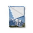 thumbnail image 2 of Lake Soft Flannel Fleece Blanket, Mont Blanc Mountain Range Reflected in Cheserys Lake Alps France Panorama, Cozy Plush for Indoor and Outdoor Use, 70" x 90", Pale Blue White Green, by Ambesonne, 2 of 5
