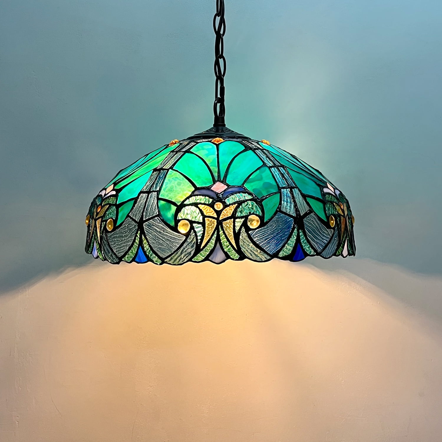 Tiffany Pendant Light fixtures Hanging Lamp Stained Glass Light Decor for Dining Living Room Kitchen Island Study Hallway