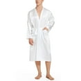 thumbnail image 6 of MSJUHEG Mens Pajamas Set Christmas Pajamas Men'S Solid Color Thin Loose Large Sleeved Spring And Autumn Smooth Cardigan Gown Bathrobe Pajamas For Men White Xxl, 6 of 7