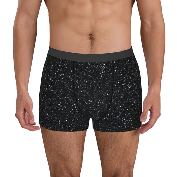 Balery Black Glitter Calzoncillos bóxer para hombre, ropa interior de algodón suave y transpirable con cinturilla de nailon-X-Large
