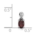 thumbnail image 3 of 925 Sterling Silver Polished Rhodium Plated Diamond and Garnet Oval Pendant Necklace 10x4mm Wide Pendant for Women, 3 of 4