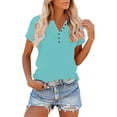 thumbnail image 2 of Meichang Womens Tops Summer Short Sleeve Button V Neck Henley Shirts Raglan Tshirts Solid Casual Dressy Blouses, 2 of 9