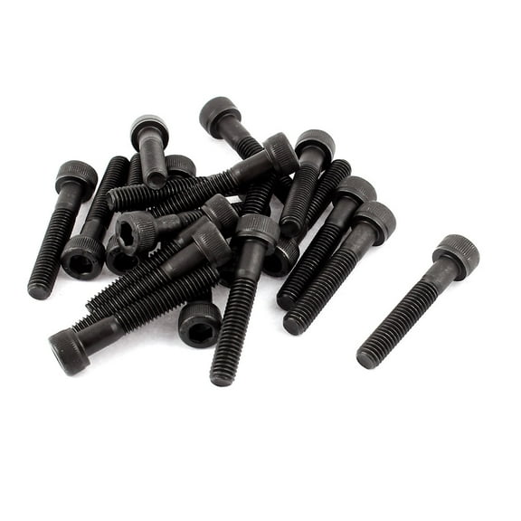 Uxcell M6x35mm 12.9 Alloy Steel Screw Cap Point Hex Socket Screws Bolts Black (20-pack)