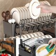 thumbnail image 4 of Dish Drying Rack,2 Tier Drying Rack Kitchen with Drainboard,Large Capacity Dish Drainer Organizer Shelf with Utensil Holder, Cup, 4 of 7