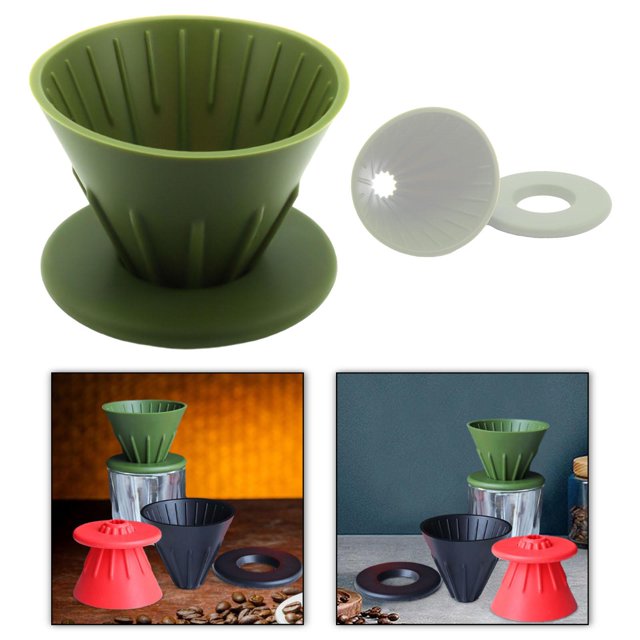 Gotero portátil para verter sobre café, filtro de café de silicona, cafetera reutilizable para acampar para senderismo, Camping, mochilero Verde