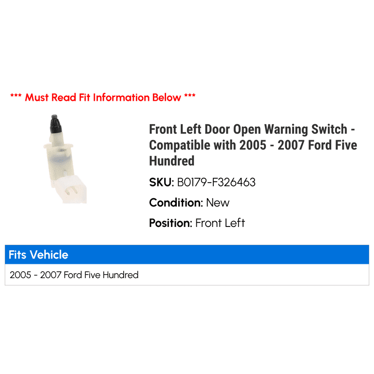 Motorcraft SW-6122 Door Open Warning Switch – Front Or Rear, Driver Or Passenger Side
