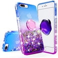 thumbnail image 2 of iPhone 7 Plus Case, iPhone 8 Plus Case, Gradient Glitter Liquid Floating Quicksand Ring Stand Cute Girls Women Phone Case iPhone 7 Plus/8 Plus, Purple, 2 of 5