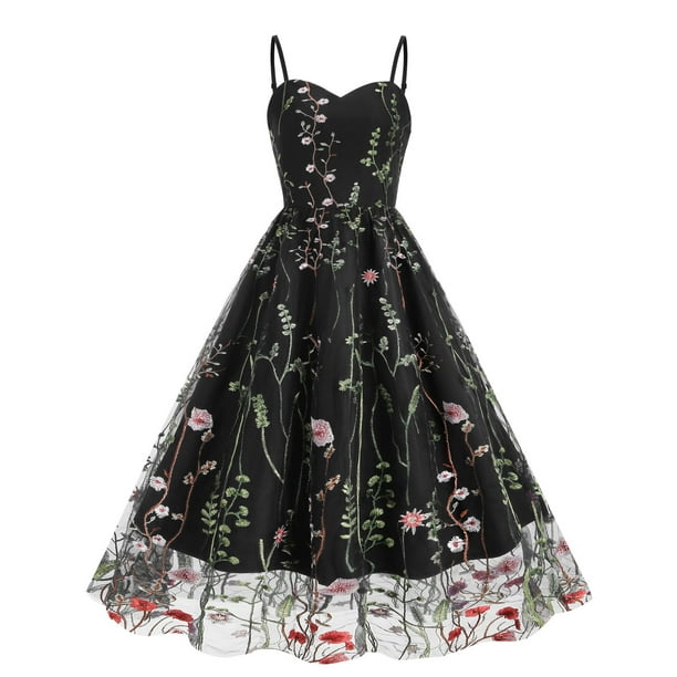 Puntoco Vestidos Mujer Verano Cómodo Verano Sin Mangas Cuello En V Vintage Estampado Regular
